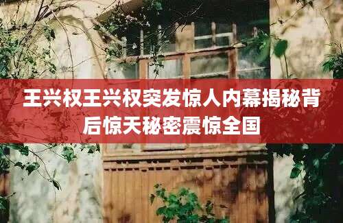 王兴权王兴权突发惊人内幕揭秘背后惊天秘密震惊全国