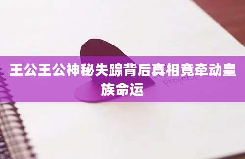 王公王公神秘失踪背后真相竟牵动皇族命运