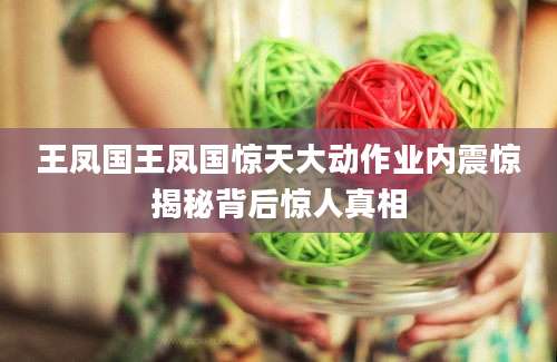 王凤国王凤国惊天大动作业内震惊揭秘背后惊人真相