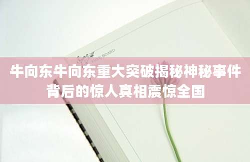 牛向东牛向东重大突破揭秘神秘事件背后的惊人真相震惊全国
