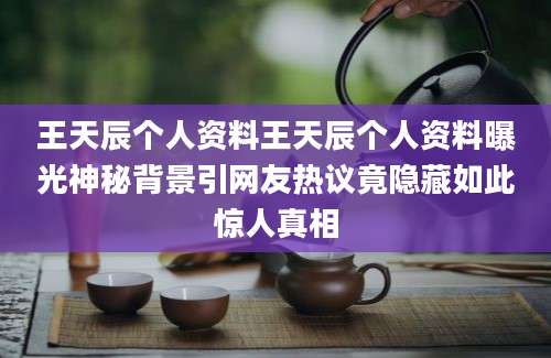 王天辰个人资料王天辰个人资料曝光神秘背景引网友热议竟隐藏如此惊人真相