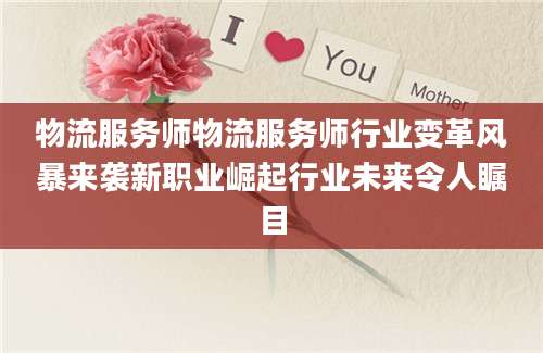 物流服务师物流服务师行业变革风暴来袭新职业崛起行业未来令人瞩目