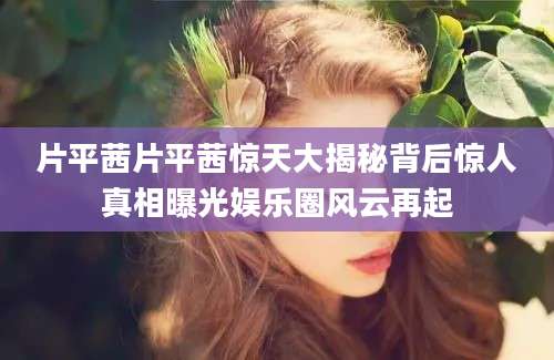 片平茜片平茜惊天大揭秘背后惊人真相曝光娱乐圈风云再起