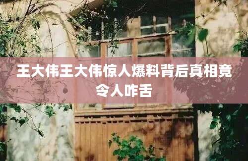 王大伟王大伟惊人爆料背后真相竟令人咋舌