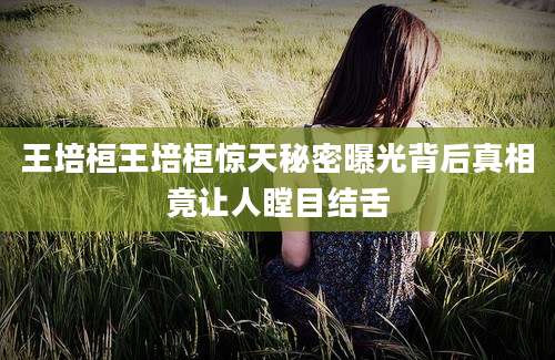 王培桓王培桓惊天秘密曝光背后真相竟让人瞠目结舌
