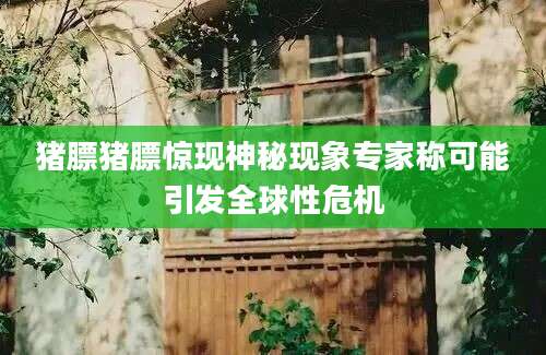 猪膘猪膘惊现神秘现象专家称可能引发全球性危机