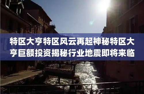 特区大亨特区风云再起神秘特区大亨巨额投资揭秘行业地震即将来临