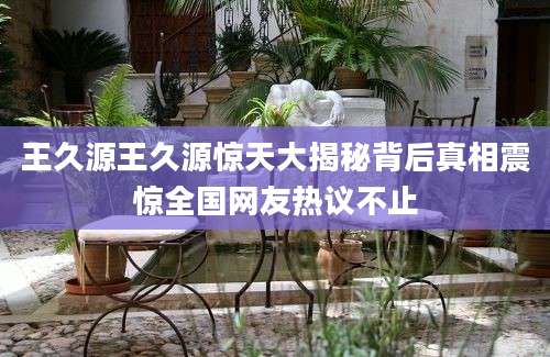王久源王久源惊天大揭秘背后真相震惊全国网友热议不止