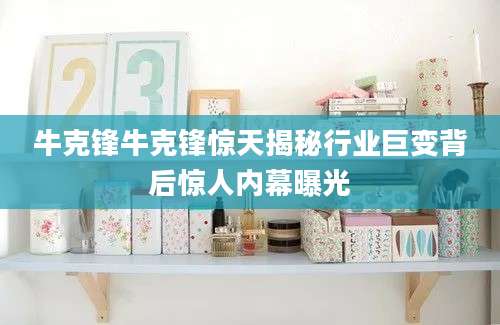 牛克锋牛克锋惊天揭秘行业巨变背后惊人内幕曝光