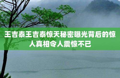 王吉泰王吉泰惊天秘密曝光背后的惊人真相令人震惊不已