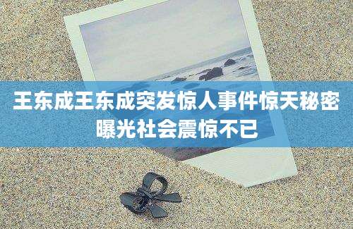 王东成王东成突发惊人事件惊天秘密曝光社会震惊不已