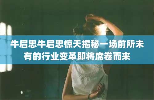 牛启忠牛启忠惊天揭秘一场前所未有的行业变革即将席卷而来