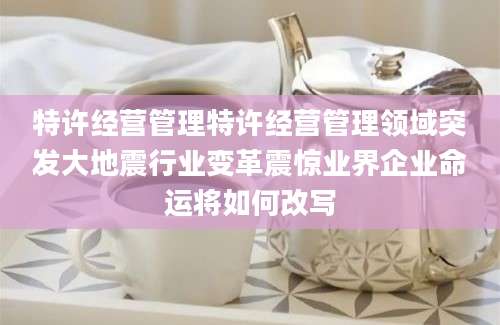 特许经营管理特许经营管理领域突发大地震行业变革震惊业界企业命运将如何改写