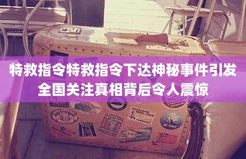 特救指令特救指令下达神秘事件引发全国关注真相背后令人震惊