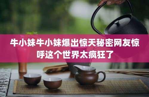 牛小妹牛小妹爆出惊天秘密网友惊呼这个世界太疯狂了