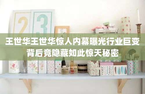 王世华王世华惊人内幕曝光行业巨变背后竟隐藏如此惊天秘密