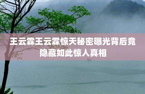 王云霖王云霖惊天秘密曝光背后竟隐藏如此惊人真相