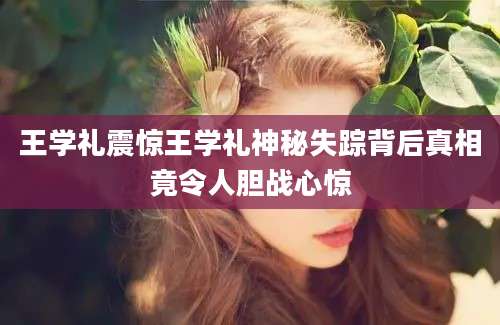 王学礼震惊王学礼神秘失踪背后真相竟令人胆战心惊