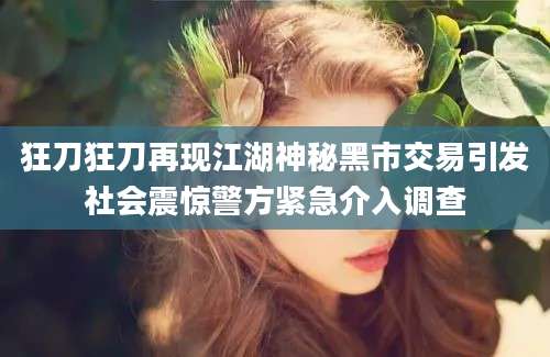 狂刀狂刀再现江湖神秘黑市交易引发社会震惊警方紧急介入调查