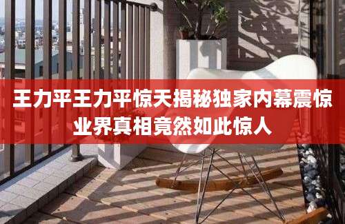 王力平王力平惊天揭秘独家内幕震惊业界真相竟然如此惊人
