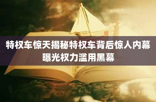 特权车惊天揭秘特权车背后惊人内幕曝光权力滥用黑幕