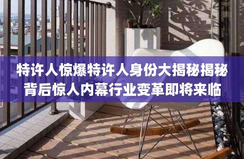 特许人惊爆特许人身份大揭秘揭秘背后惊人内幕行业变革即将来临