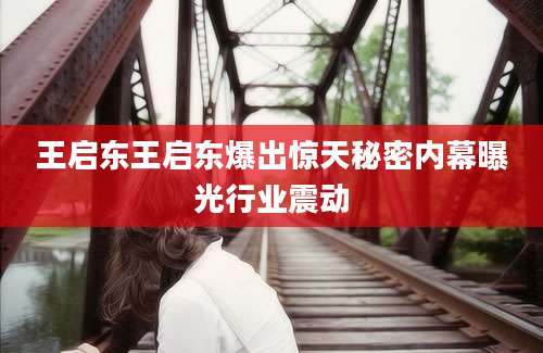 王启东王启东爆出惊天秘密内幕曝光行业震动