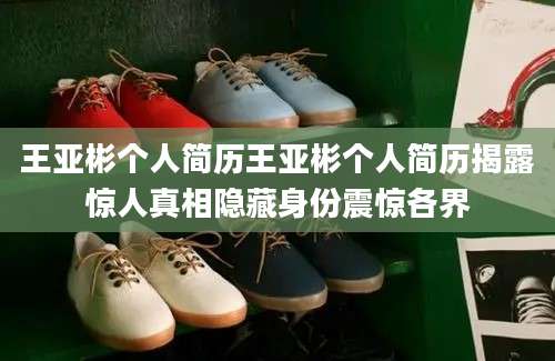 王亚彬个人简历王亚彬个人简历揭露惊人真相隐藏身份震惊各界