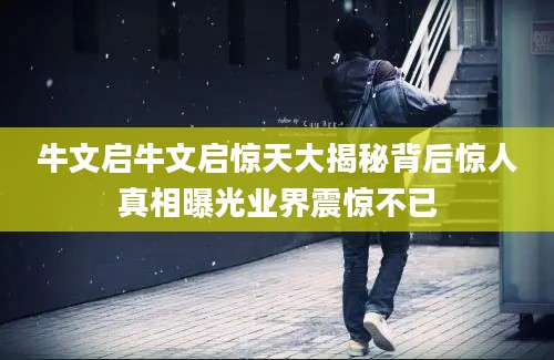 牛文启牛文启惊天大揭秘背后惊人真相曝光业界震惊不已