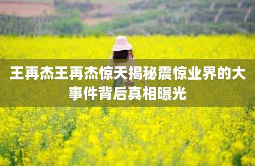 王再杰王再杰惊天揭秘震惊业界的大事件背后真相曝光
