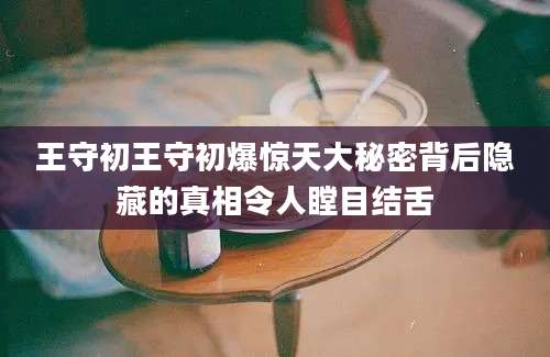王守初王守初爆惊天大秘密背后隐藏的真相令人瞠目结舌