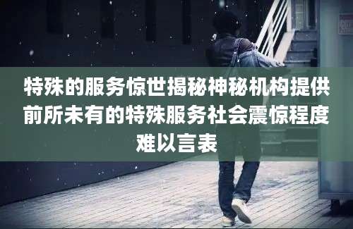 特殊的服务惊世揭秘神秘机构提供前所未有的特殊服务社会震惊程度难以言表