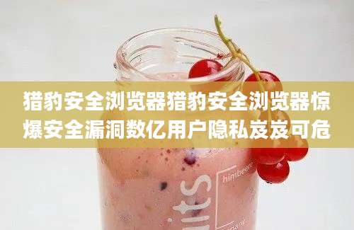 猎豹安全浏览器猎豹安全浏览器惊爆安全漏洞数亿用户隐私岌岌可危