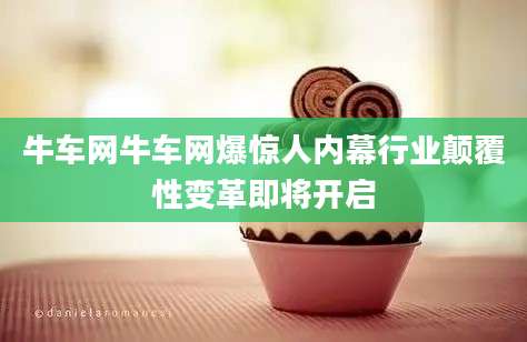 牛车网牛车网爆惊人内幕行业颠覆性变革即将开启