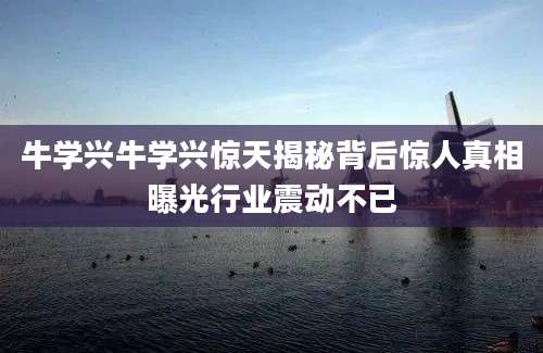 牛学兴牛学兴惊天揭秘背后惊人真相曝光行业震动不已