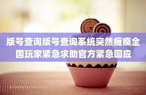版号查询版号查询系统突然瘫痪全国玩家紧急求助官方紧急回应