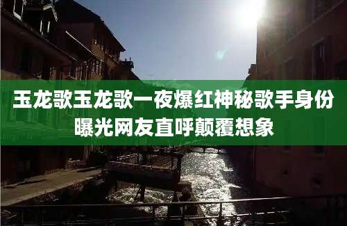 玉龙歌玉龙歌一夜爆红神秘歌手身份曝光网友直呼颠覆想象