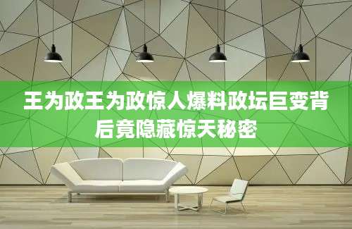 王为政王为政惊人爆料政坛巨变背后竟隐藏惊天秘密