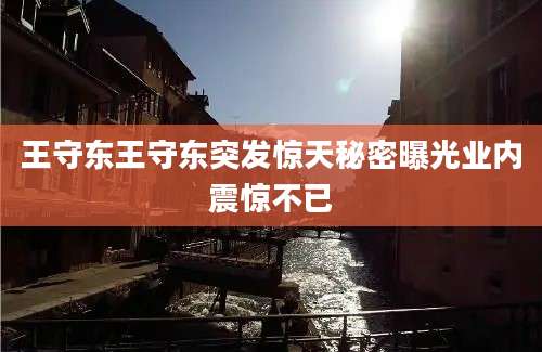 王守东王守东突发惊天秘密曝光业内震惊不已