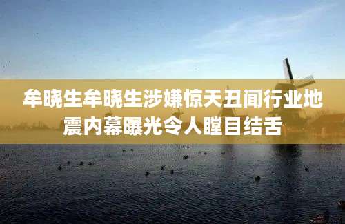 牟晓生牟晓生涉嫌惊天丑闻行业地震内幕曝光令人瞠目结舌