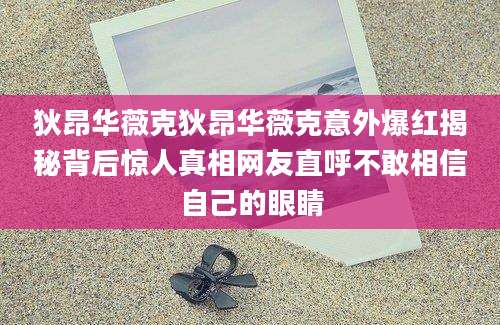 狄昂华薇克狄昂华薇克意外爆红揭秘背后惊人真相网友直呼不敢相信自己的眼睛
