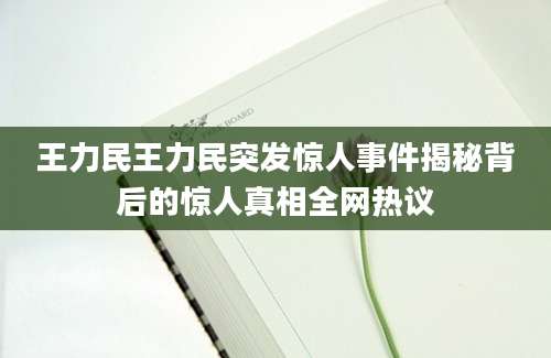 王力民王力民突发惊人事件揭秘背后的惊人真相全网热议
