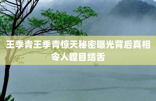 王季青王季青惊天秘密曝光背后真相令人瞠目结舌