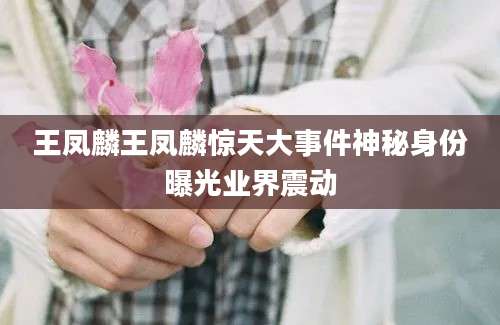 王凤麟王凤麟惊天大事件神秘身份曝光业界震动
