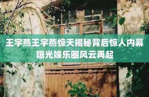 王宇燕王宇燕惊天揭秘背后惊人内幕曝光娱乐圈风云再起