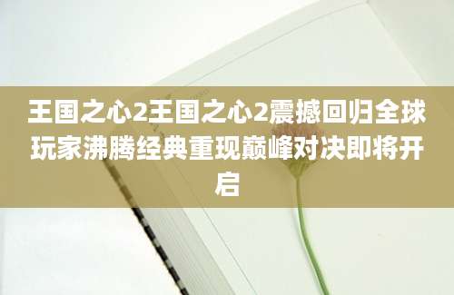 王国之心2王国之心2震撼回归全球玩家沸腾经典重现巅峰对决即将开启