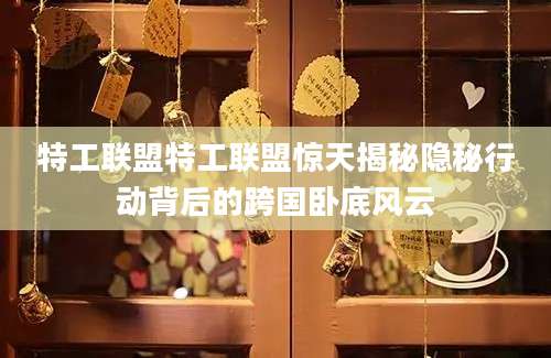 特工联盟特工联盟惊天揭秘隐秘行动背后的跨国卧底风云