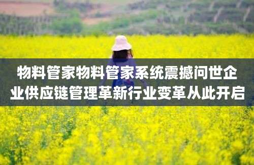 物料管家物料管家系统震撼问世企业供应链管理革新行业变革从此开启