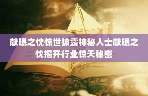献曝之忱惊世披露神秘人士献曝之忱揭开行业惊天秘密