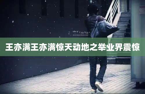 王亦满王亦满惊天动地之举业界震惊